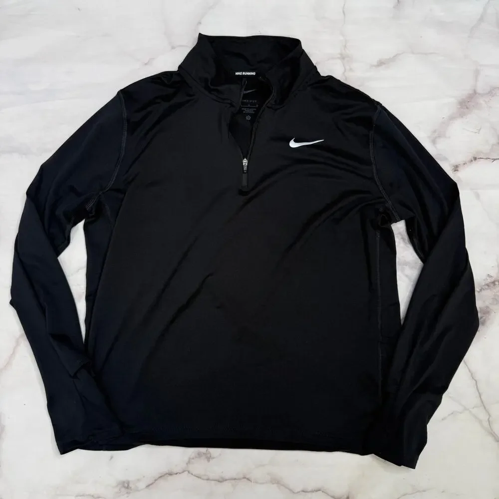 Nike Women’s Dri-Fit Element Long Sleeved Running Half Zip Size L Black CU3220